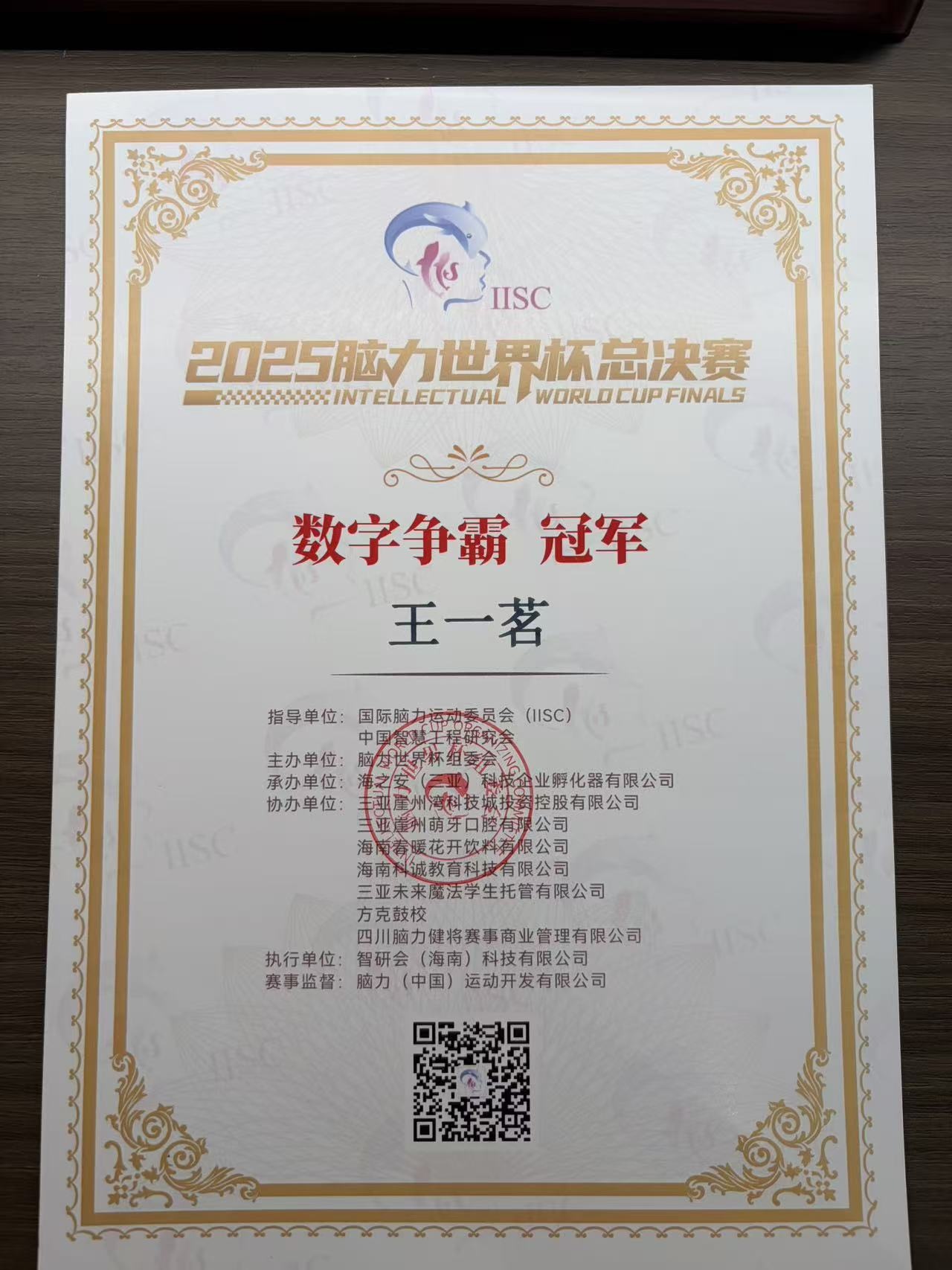 2025脑力世界杯 · 数字争霸冠军
