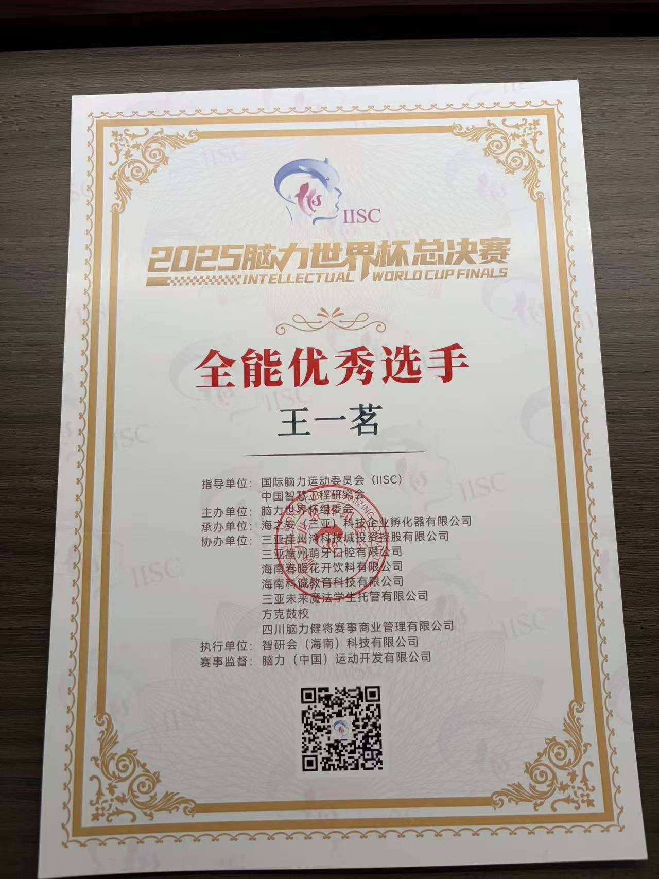 2025脑力世界杯 · 全能优秀选手